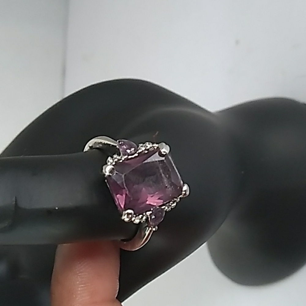Amethyst Ring Cocktail Statement Ring Purple Ston… - image 4